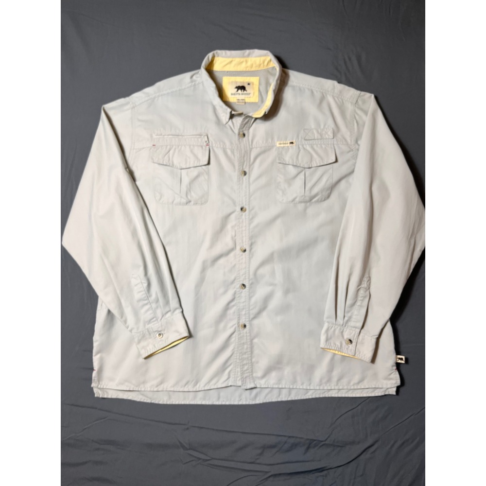 Dakota Grizzly Technical Fishing Shirt XXL Light Gray Nylon Long Sleeve‎ Vented